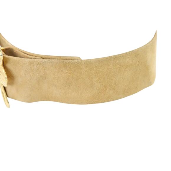 Vintage Kenneth Jay Lane Suede Belt with Large Gold Fish Buckle